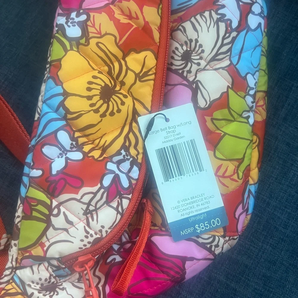 NWT Vera Bradley Large Belt Bag.  Long strap.  Midday Garden print.